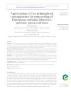 prikaz prve stranice dokumenta Application of the principle of transparency in processing of European national libraries patrons’ personal data